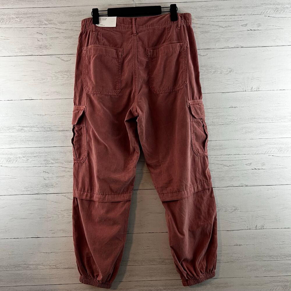 American Eagle NWT Super High Rise Baggy Jogger Pink‎ Corduroy Cargo Size 12 - Picture 2 of 11